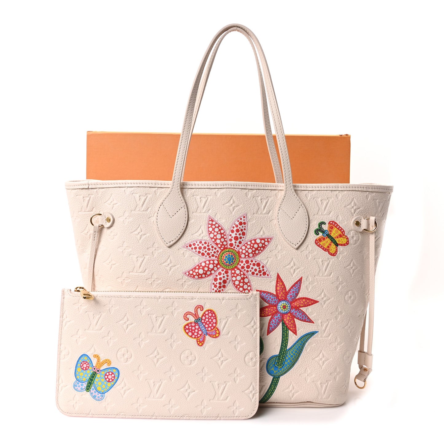 LV X YK Empreinte Inlaid Kusama Flowers Neverfull MM Quartz