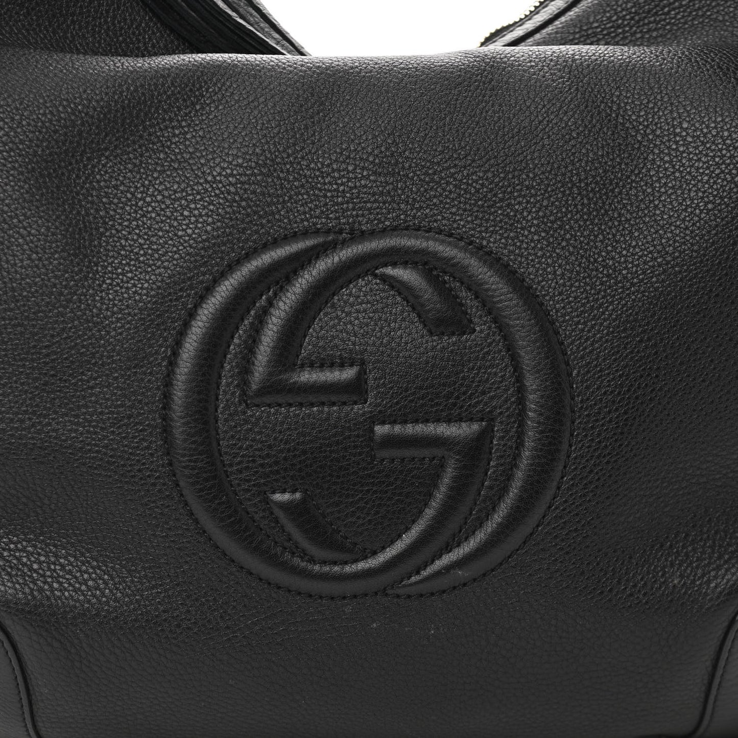 Pebbled Calfskin Medium Soho Chain Hobo Black