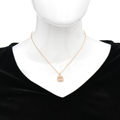 Hermes 18K Rose Gold Diamond Kelly Amulette Pendant Necklace 2 of 5
