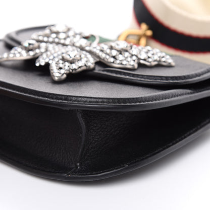 Gucci Calfskin Web Crystal Butterfly Stripe Small Totem Shoulder Bag Black 6 of 14