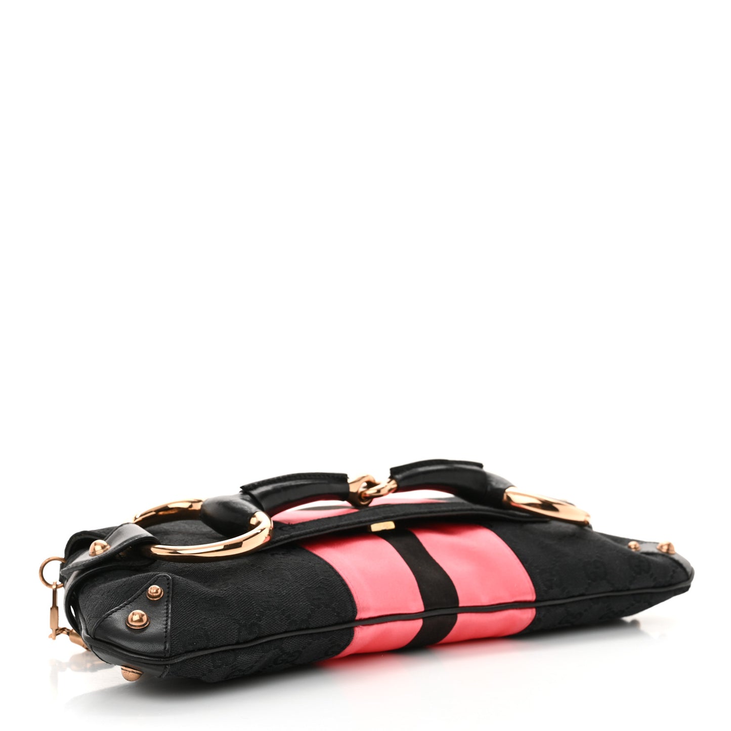Monogram Horsebit Web Clutch Black