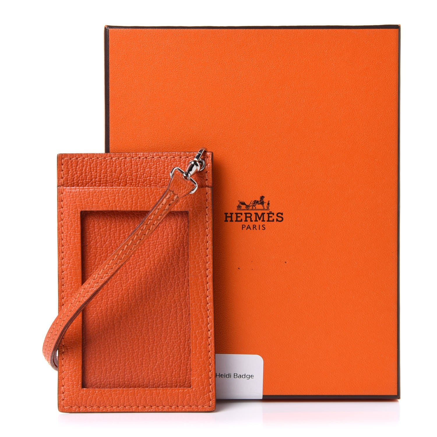 Hermes Chevre Mysore Heidi Badge Holder Orange 8 of 8