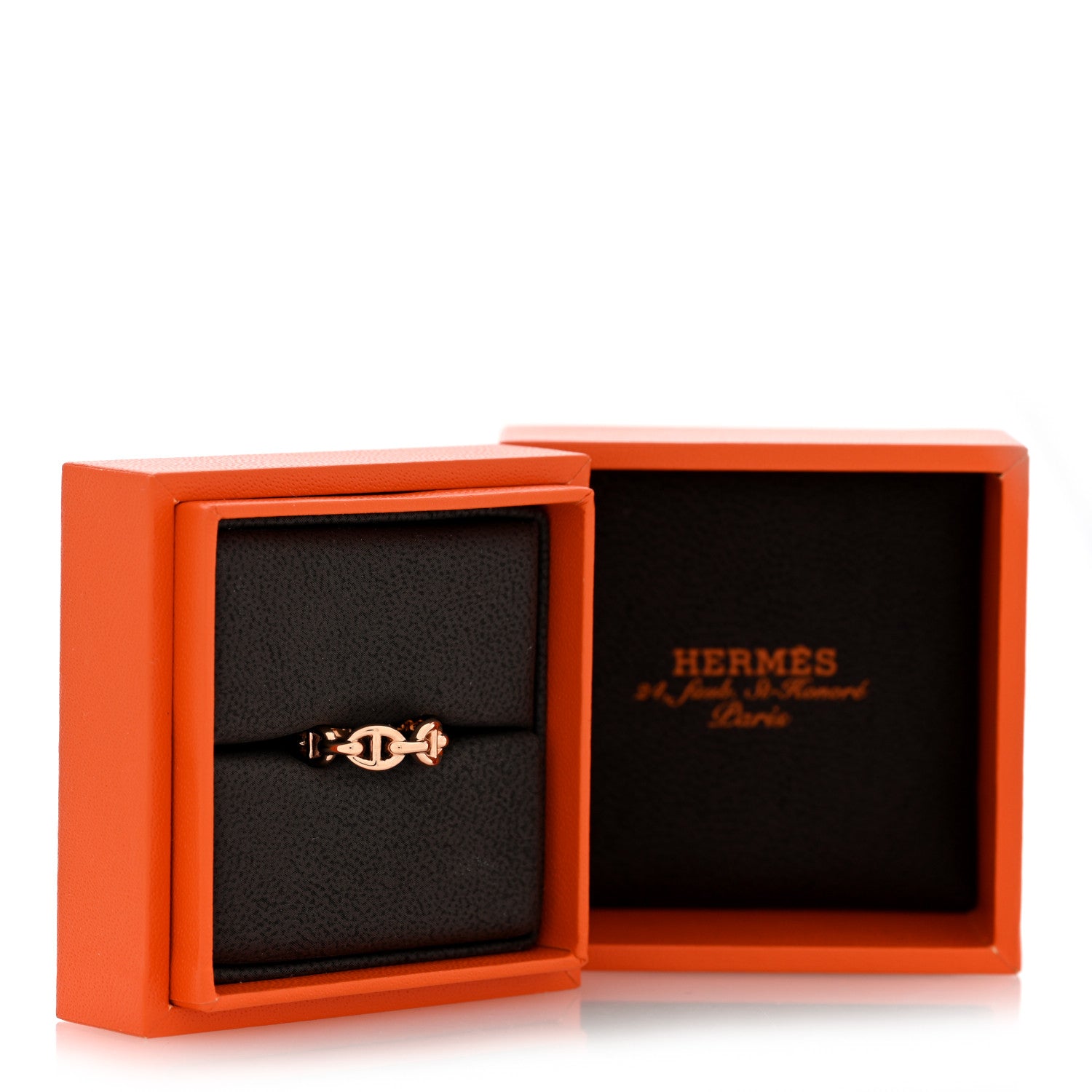 Hermes 18K Rose Gold PM Chaine d'Ancre Enchainee Ring 47 4 6 of 6