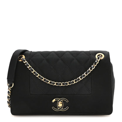 Chanel Grosgrain Satin Quilted Small Vintage Mademoiselle Flap Black 1 of 10