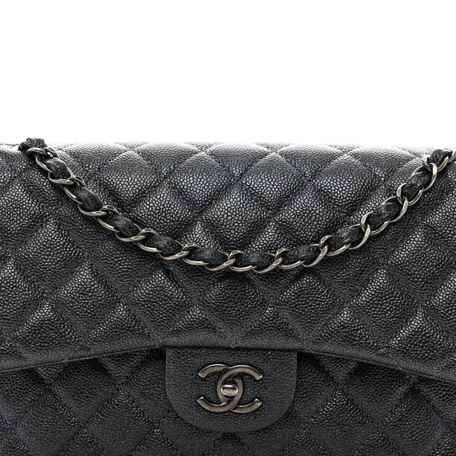 Chanel Metallic Caviar Quilted Jumbo Double Flap Dark Grey 5 of 11