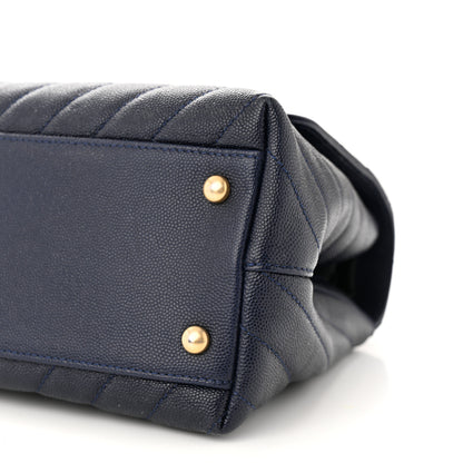 Chanel Caviar Chevron Quilted Small Coco Handle Flap Navy 10 of 10