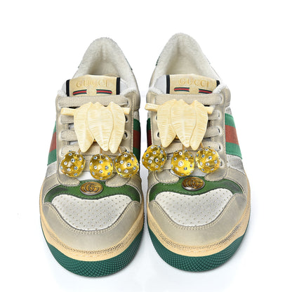 Gucci Nubuck Web Cherries Womens Screener Sneakers 35 Dusty Milk White Vintage Green 5 of 18