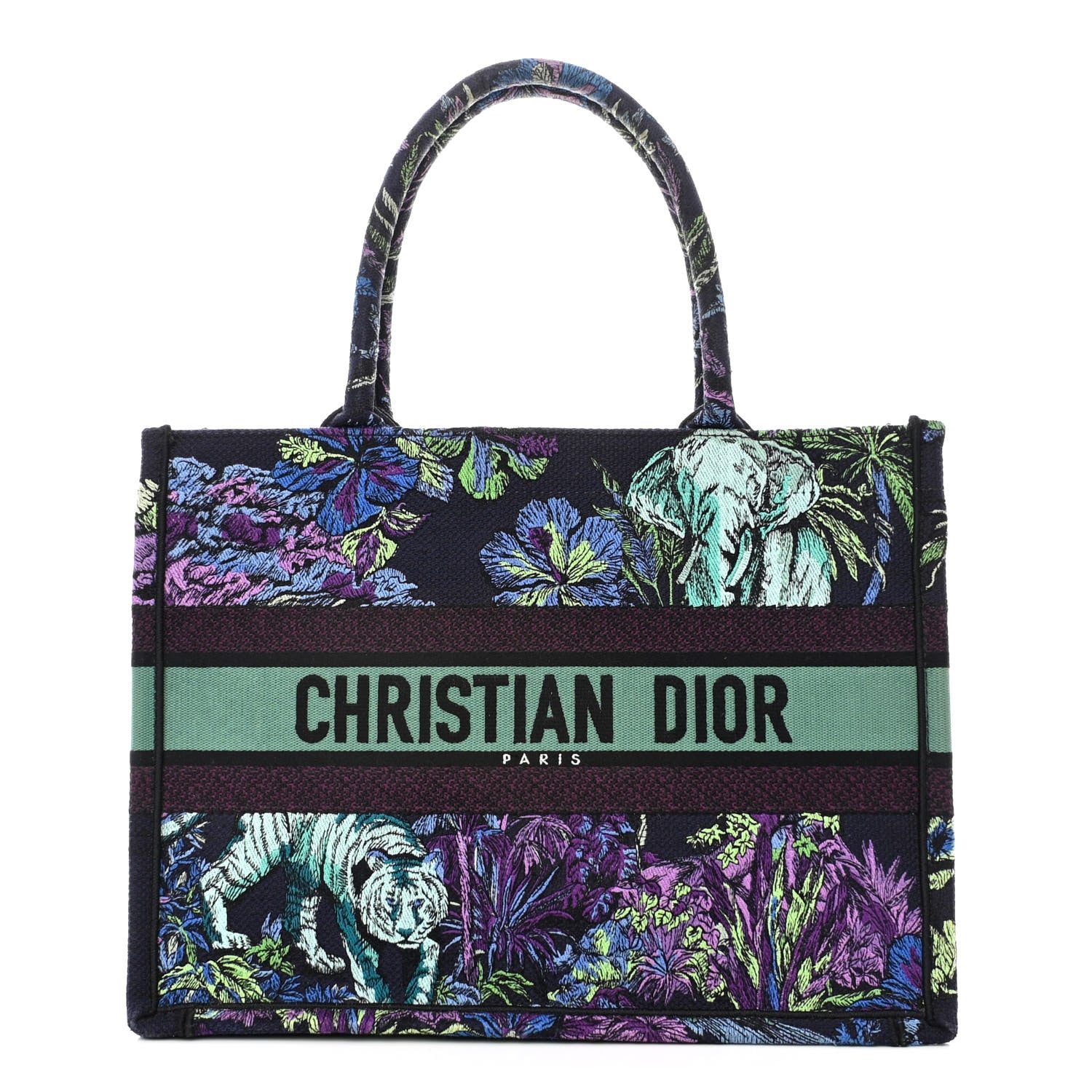 Christian Dior Canvas Embroidered Medium Toile de Jouy Voyage Book Tote Blue Multicolor 1 of 12