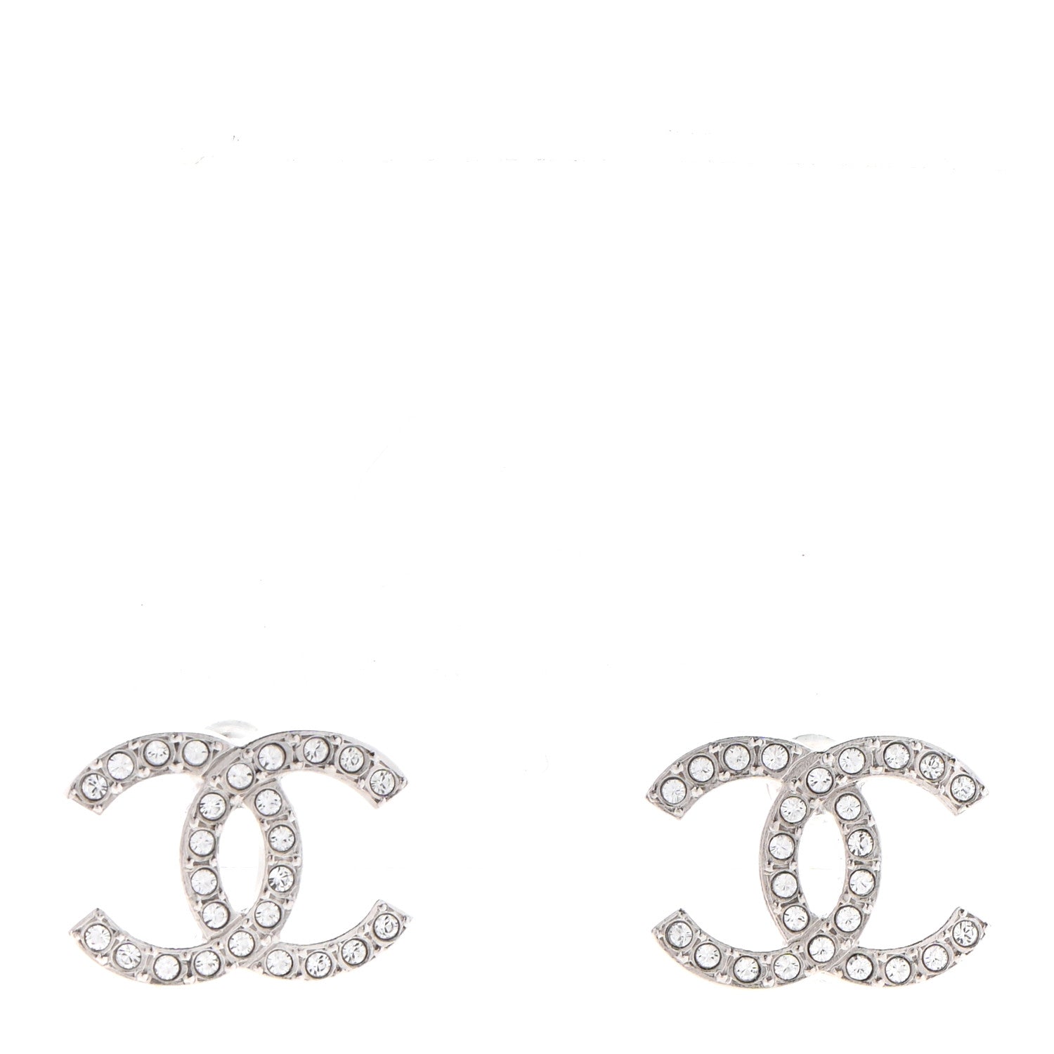 Chanel Crystal CC Earrings Silver 1 of 4