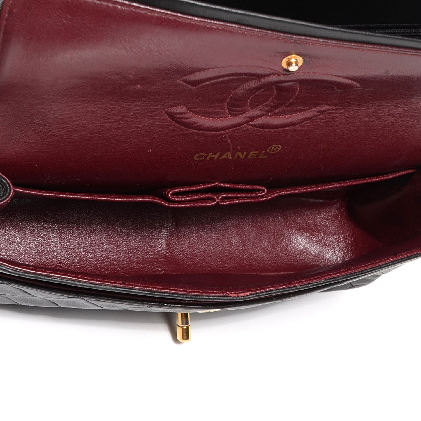 Lambskin Quilted Medium Double Flap Black