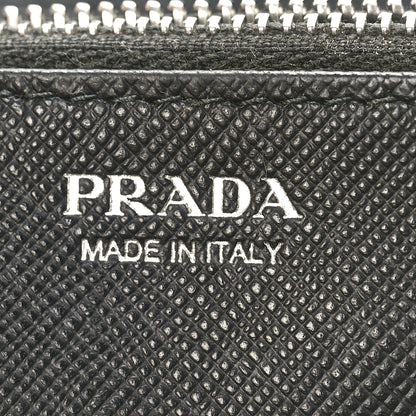 Prada Saffiano Triangle Zip Around Wallet Black 6 of 9