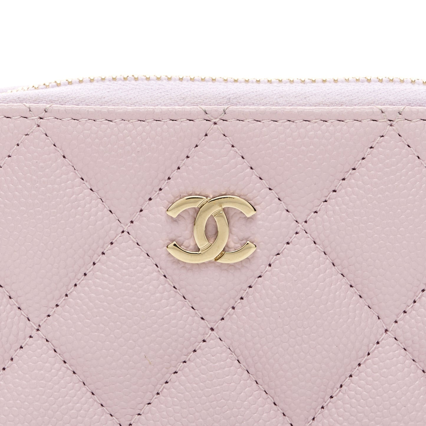 Caviar Quilted Zip Coin Purse Light Pink