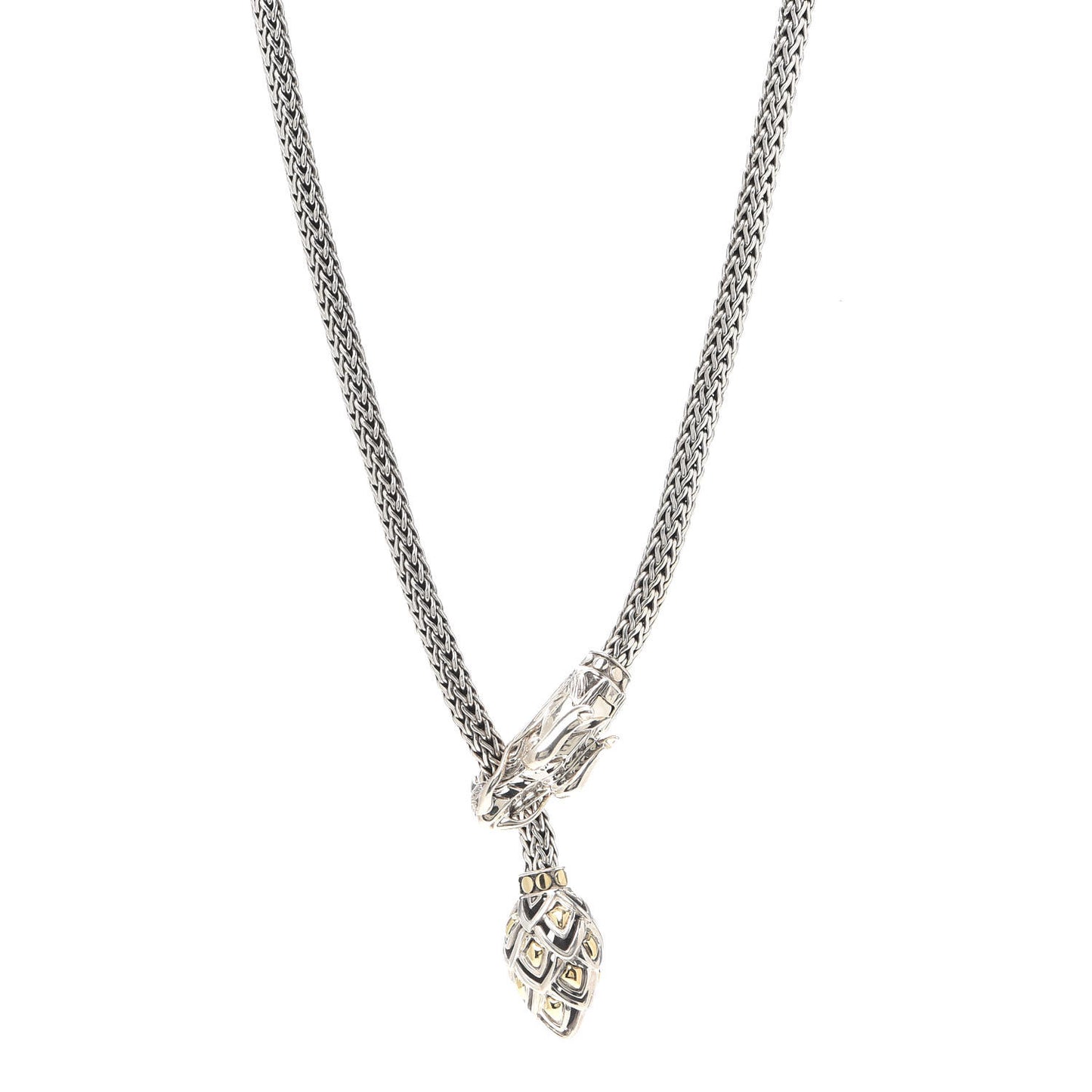Sterling Silver 18K Yellow Gold Legends Naga Dragon Lariat Necklace