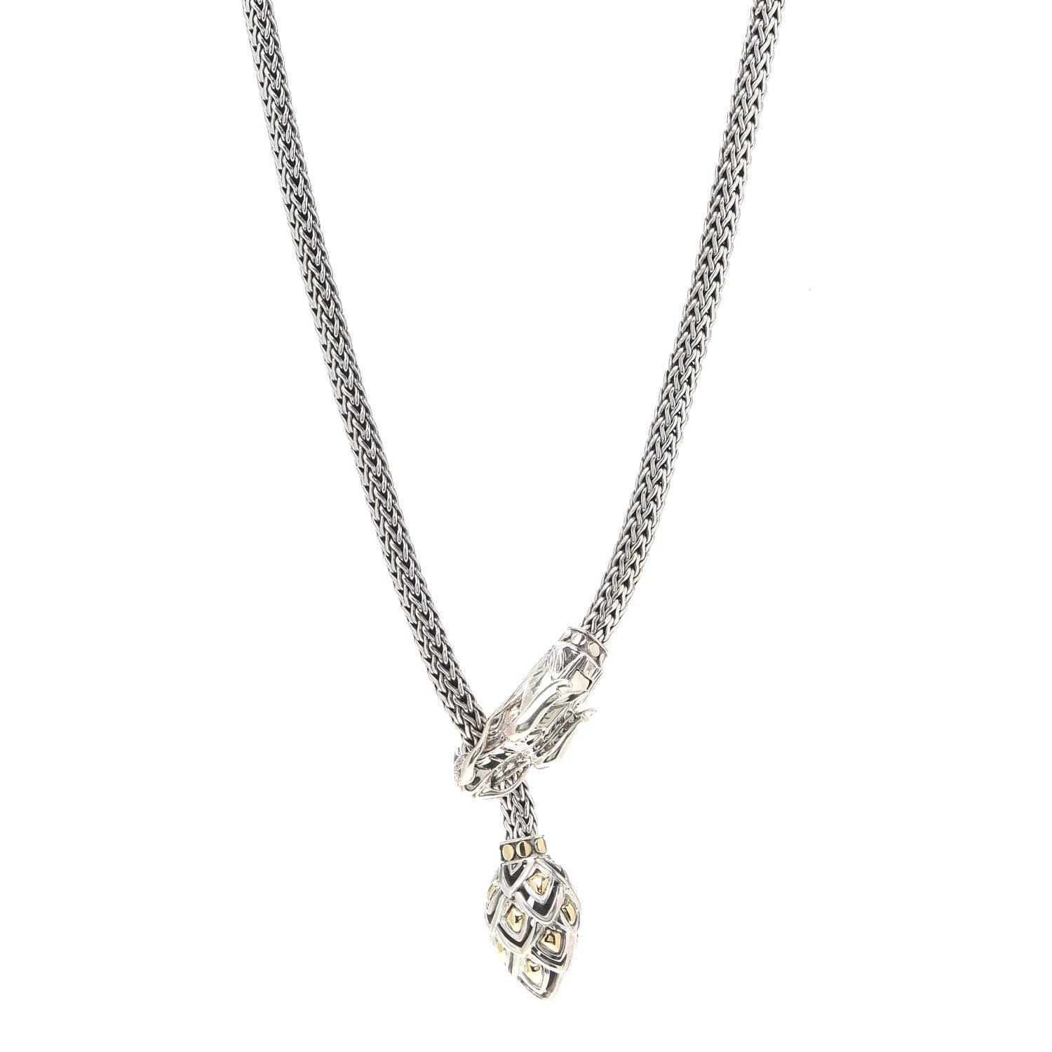 John Hardy Sterling Silver 18K Yellow Gold Legends Naga Dragon Lariat Necklace 1 of 6
