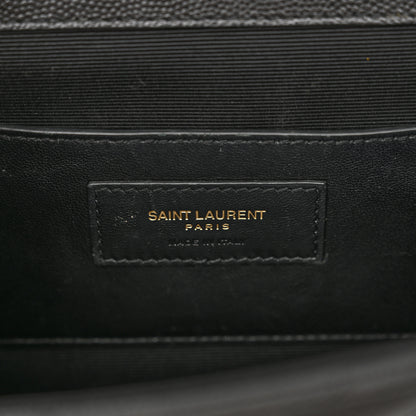 Saint Laurent Grain De Poudre Matelasse Chevron Medium Monogram Satchel Black 6 of 12