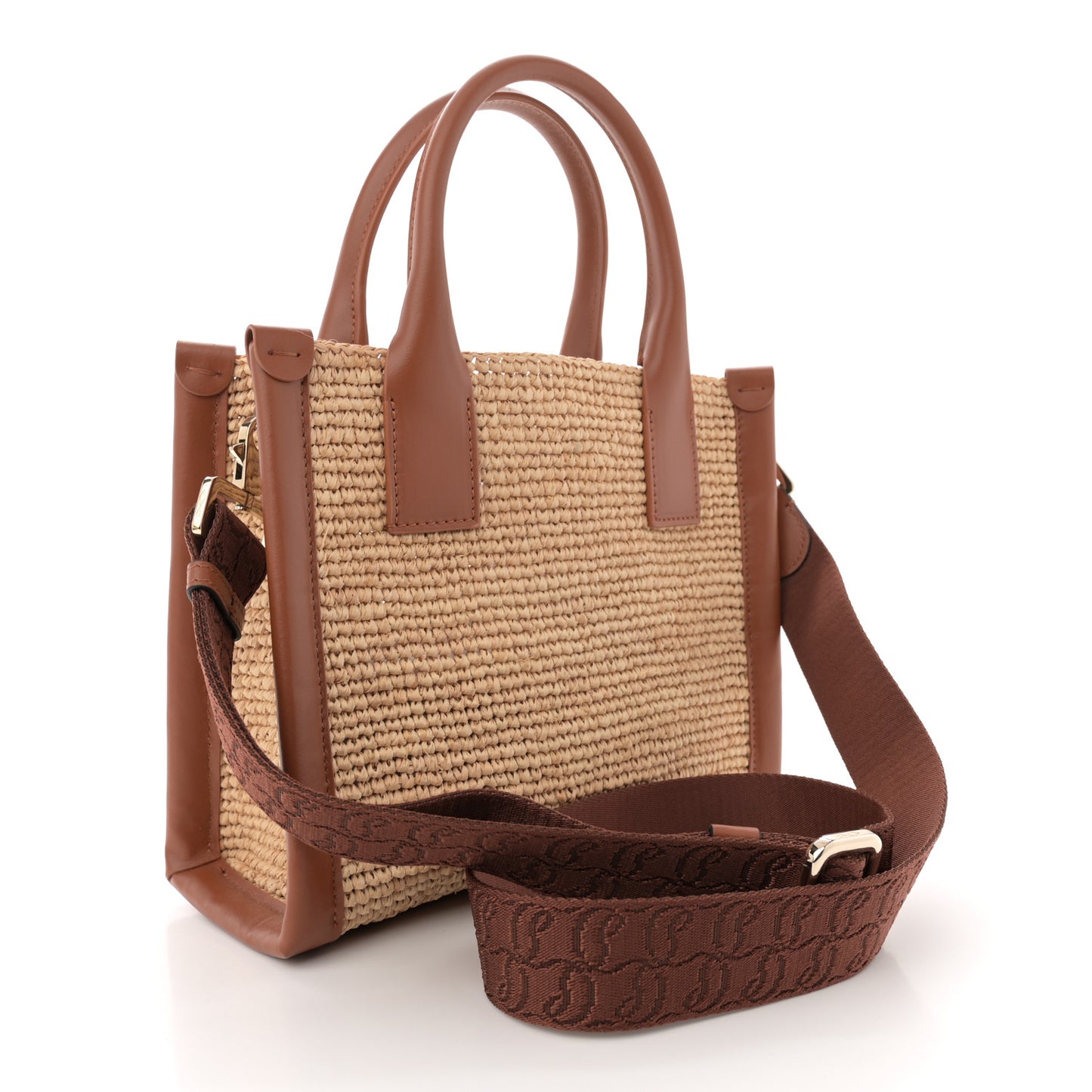 Raffia Calfskin Mini By My Side Tote Natural Cuoio