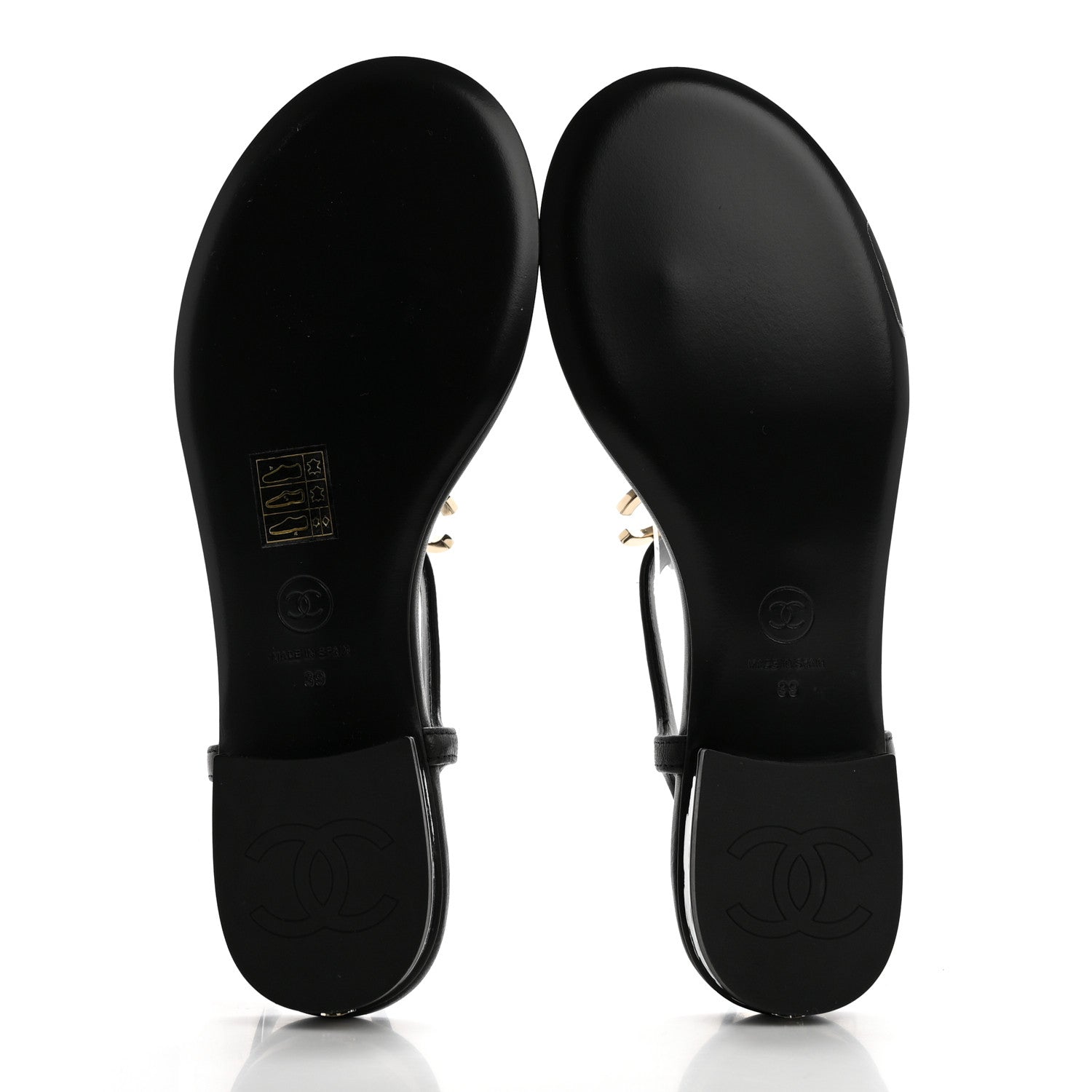 Chanel Lambskin Enamel CC Thong Sandals 39 Black 5 of 10