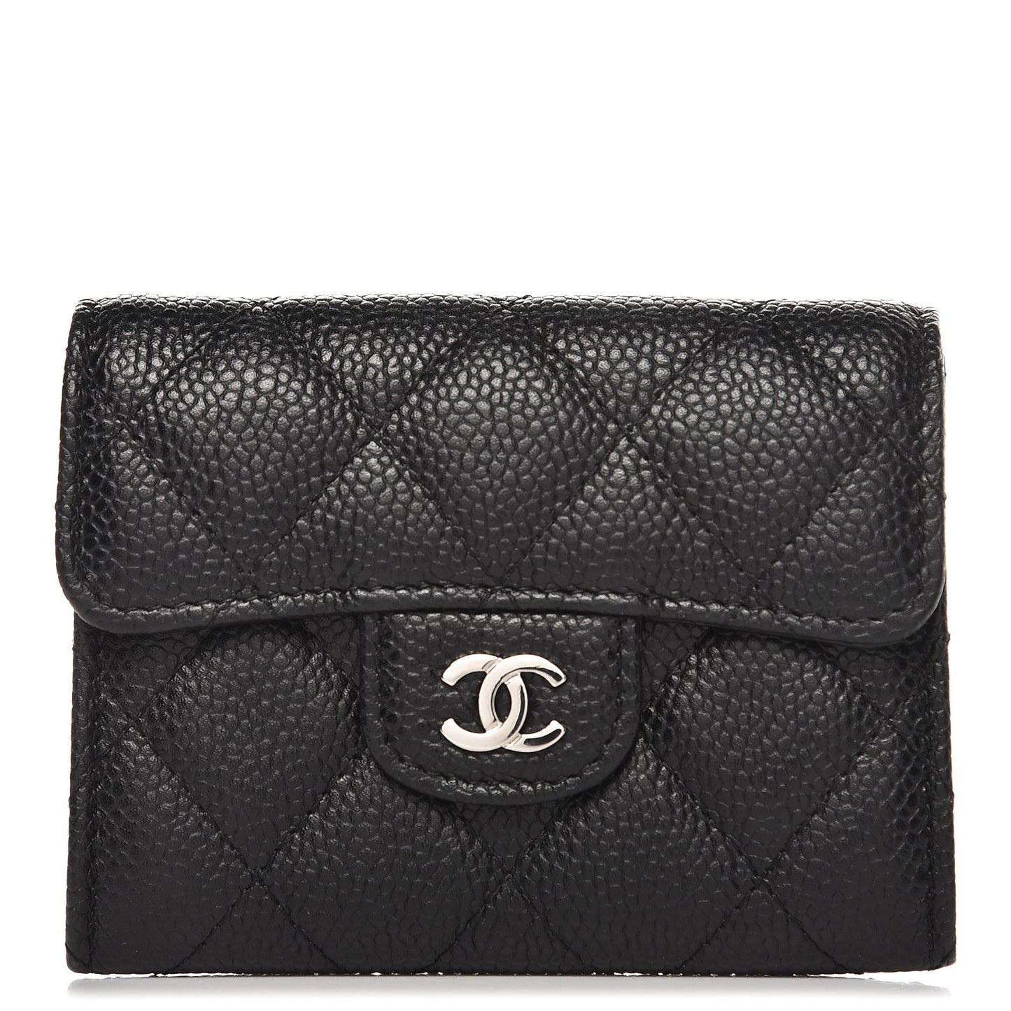 Caviar Quilted Card Holder Wallet Black