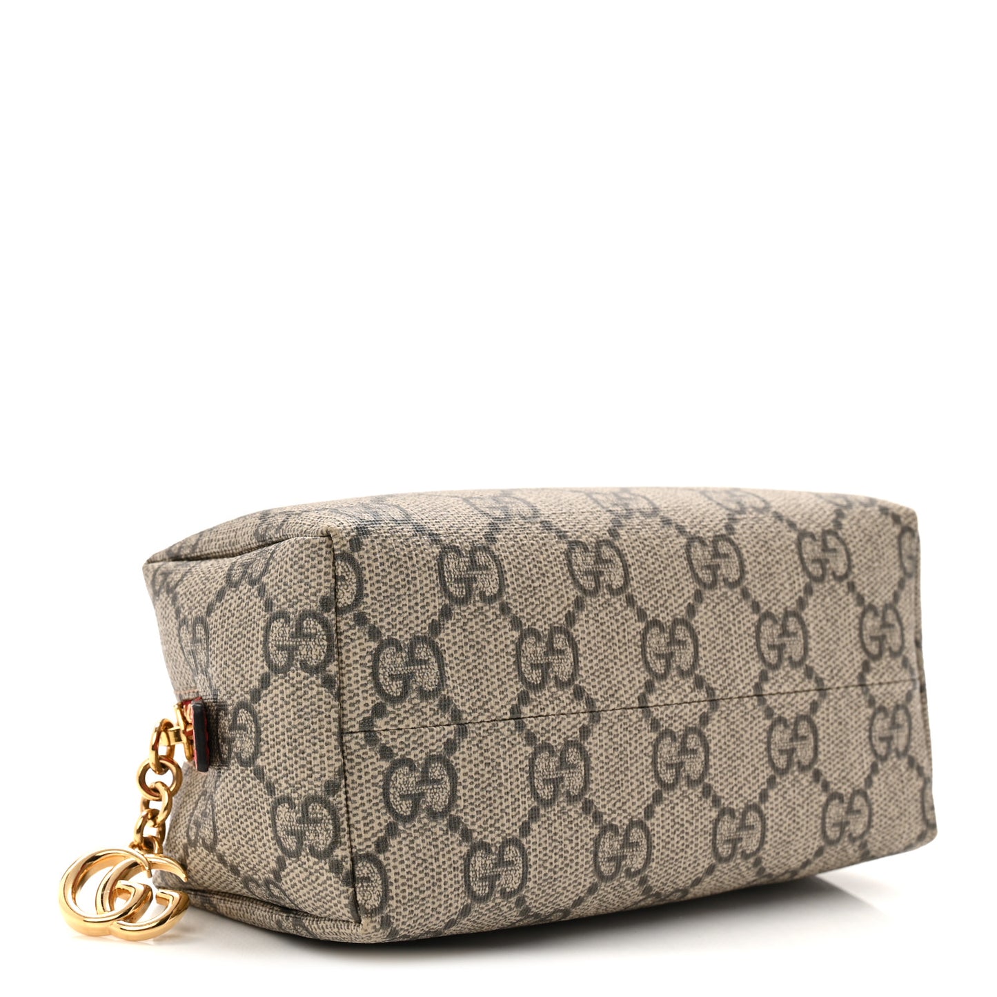 Soft GG Supreme Monogram Calfskin Small Ophidia Cosmetic Case Beige Ebony Hibiscus Red