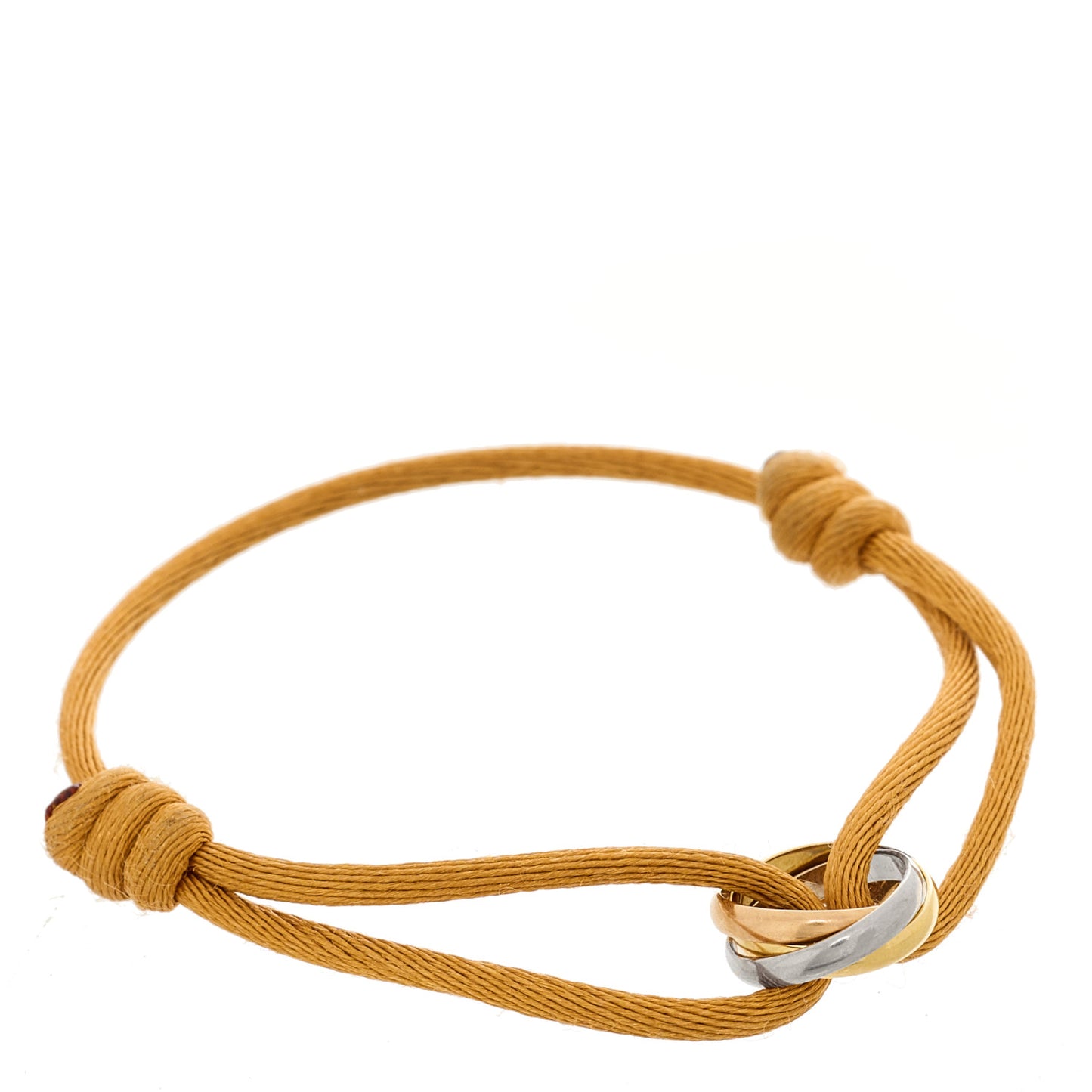 18K Pink Yellow White Gold Trinity Adjustable Cord Bracelet Gold