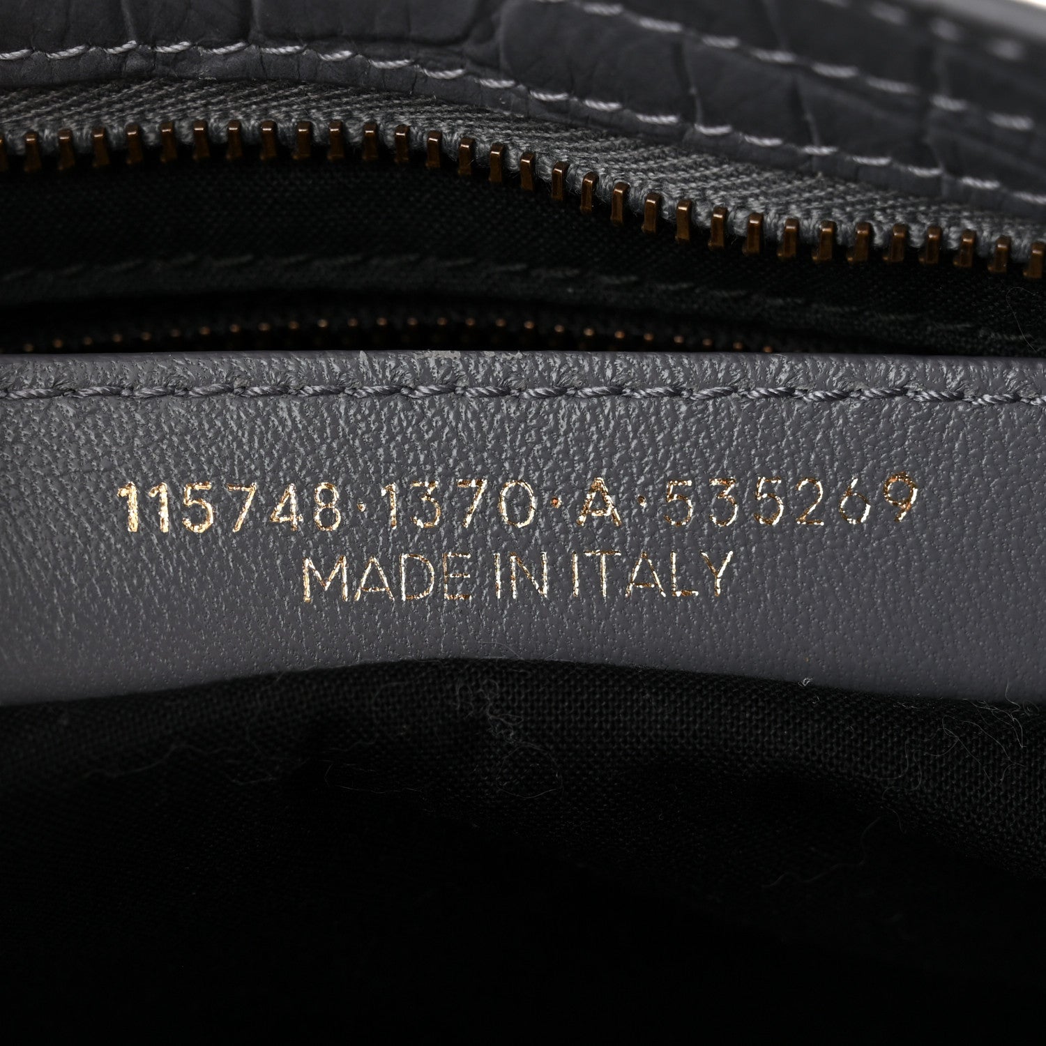 Balenciaga Calfskin Crocodile Embossed Classic Hardware City Gris Beton 7 of 14