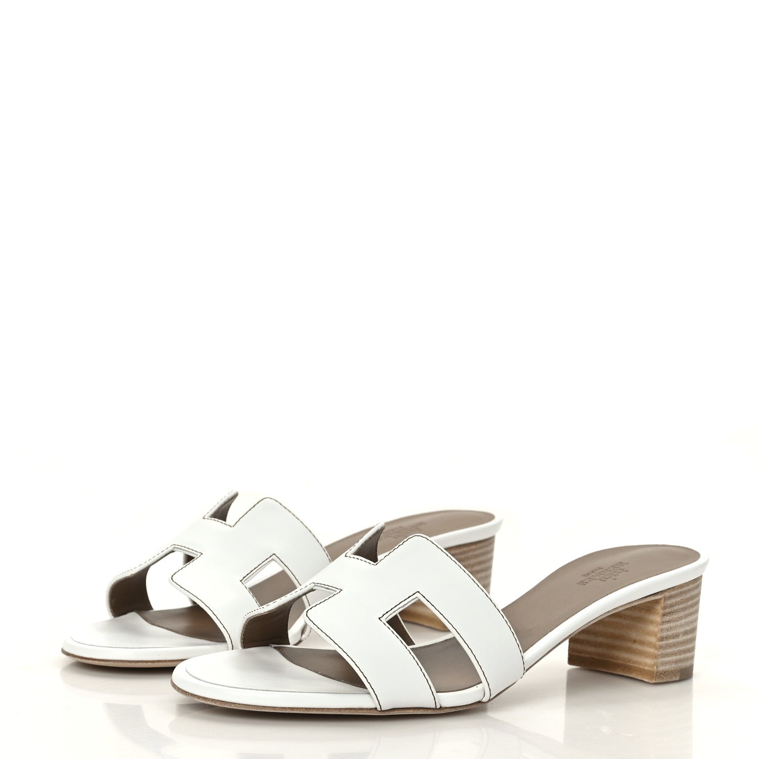 Hermes Calfskin Oasis Sandals 38 White 3 of 8