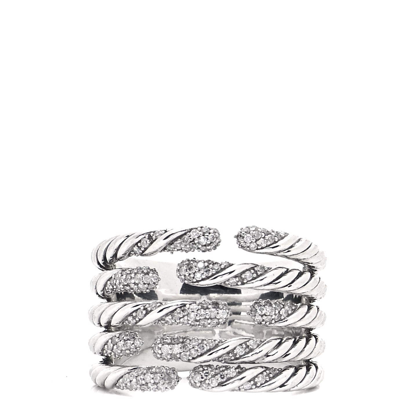 Sterling Silver Diamond Willow Five Row Ring 57 8