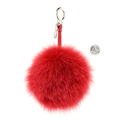 Fendi Fox Fur Shiny Nappa Bi-Color A ABCharm Bag Charm Rosso Chiaro Moro Strawberry 2 of 5
