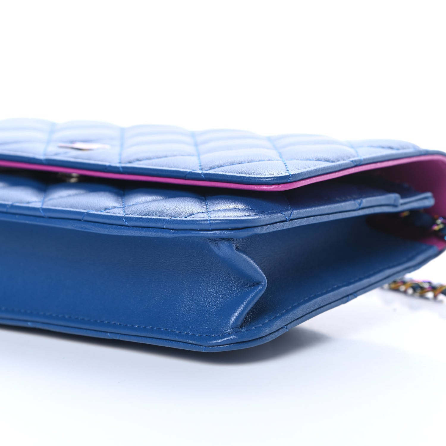 Chanel Lambskin Quilted Wallet On Chain WOC Dark Blue Pink 11 of 13