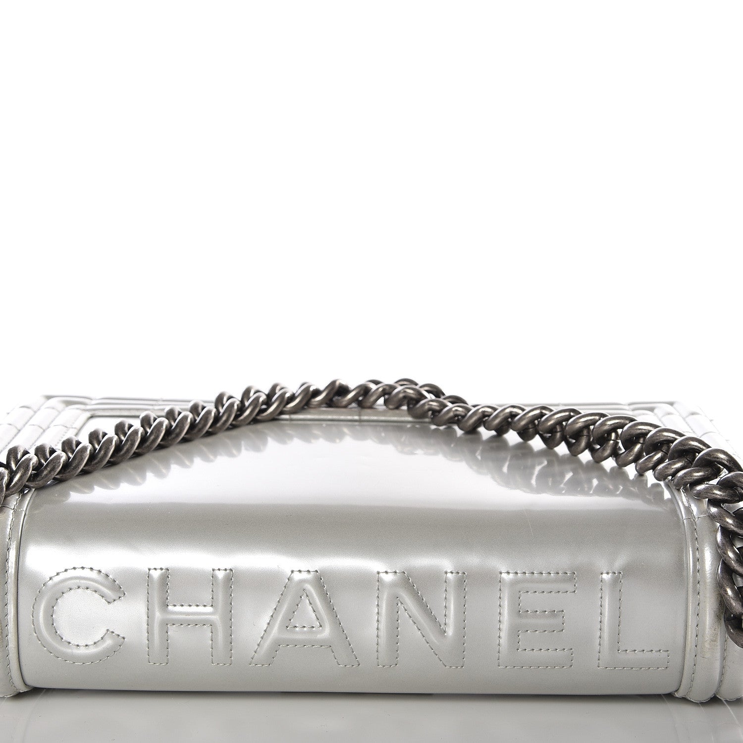 Chanel Iridescent Glazed Calfskin Medium Boy Flap Silver 11 of 14