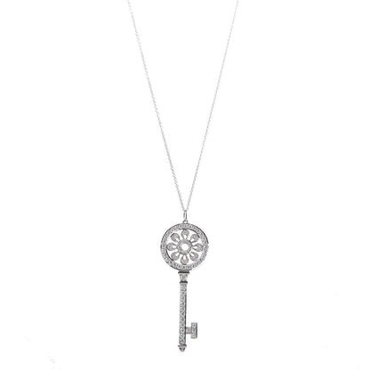 Tiffany Platinum Diamond Petals Key Pendant Necklace 1 of 6
