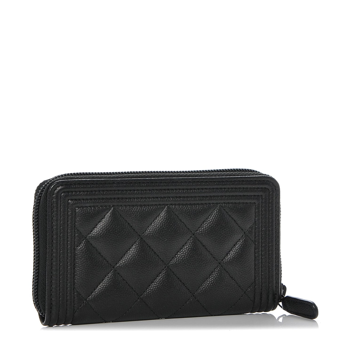 Caviar Quilted Boy Small Zip Around Wallet So Black