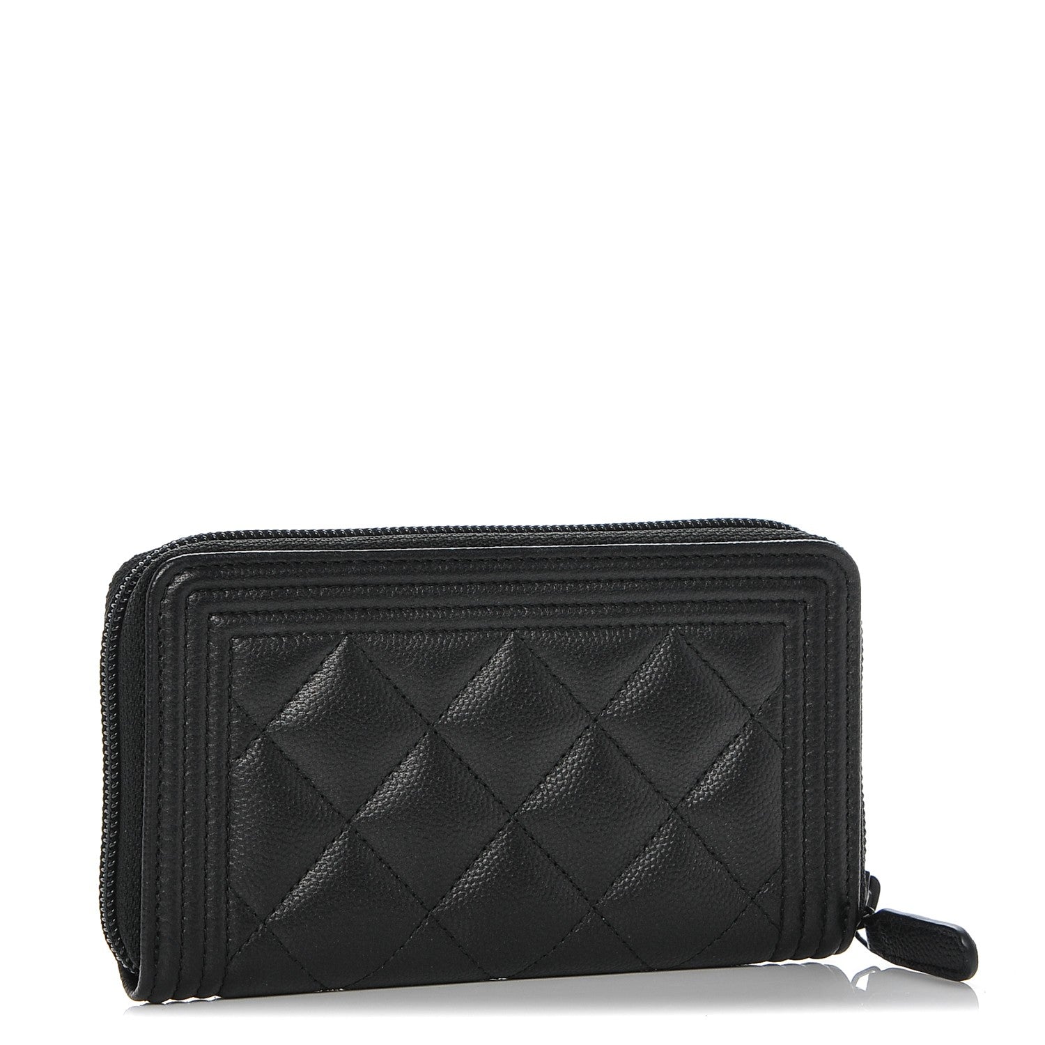 Chanel Caviar Quilted Boy Small Zip Around Wallet So Black 3 of 7
