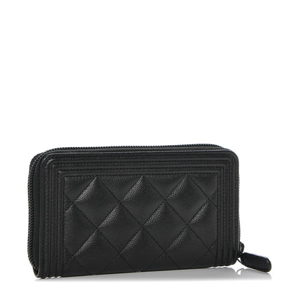 Chanel Caviar Quilted Boy Small Zip Around Wallet So Black 3 of 7