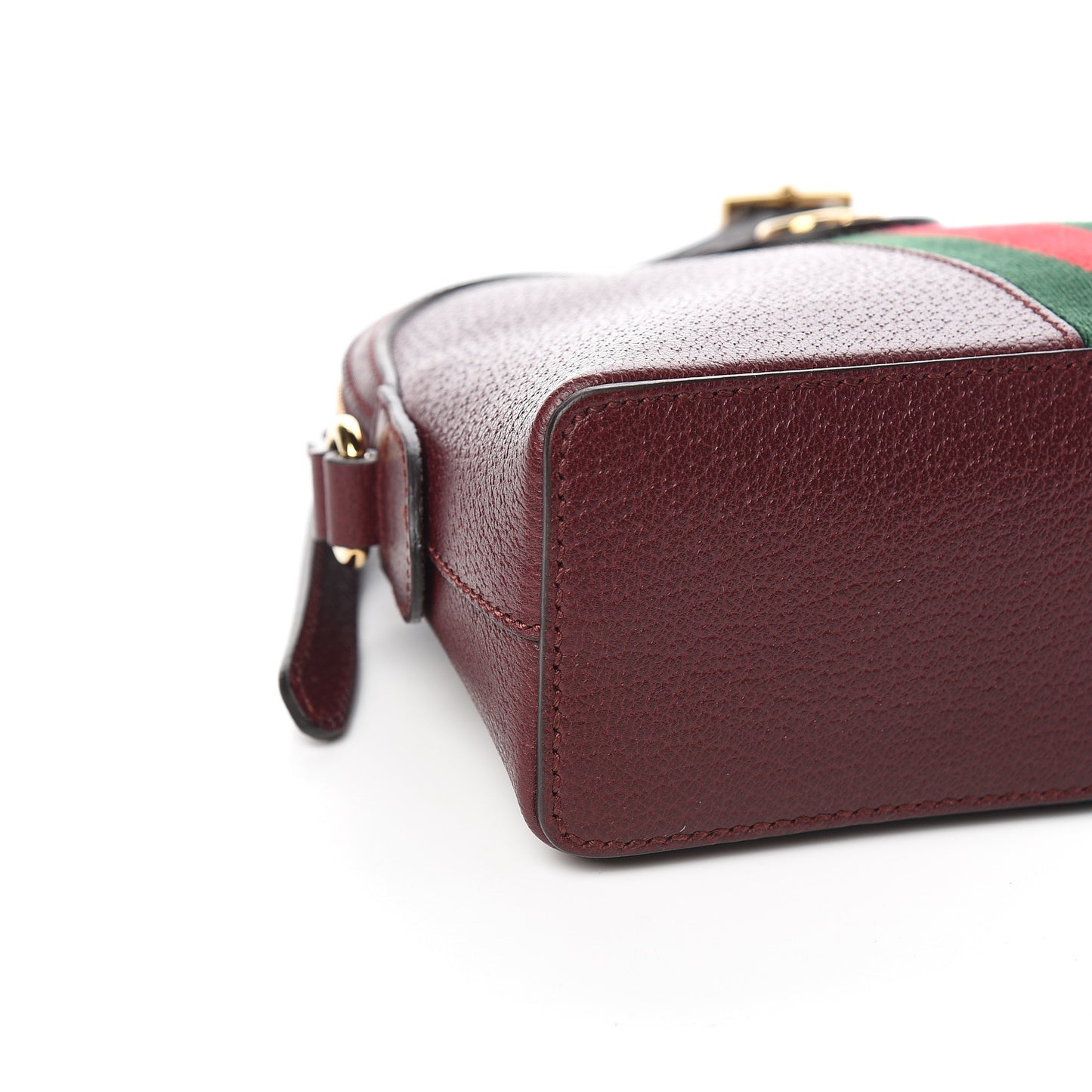 Textured Calfskin Web Small Ophidia Dome Shoulder Bag Vintage Bordeaux