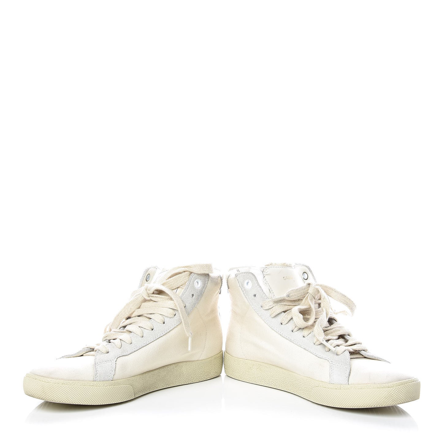 Distressed Canvas Womens Classic Court High Top Sneakers 37.5 Milk Panna