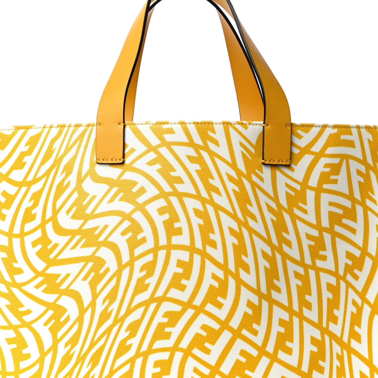 Fendi X SARAH COLEMAN Glazed Canvas Vitello King FF Vertigo Shopping Tote Bag Mimosa White 8 of 10