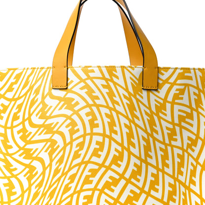Fendi X SARAH COLEMAN Glazed Canvas Vitello King FF Vertigo Shopping Tote Bag Mimosa White 8 of 10