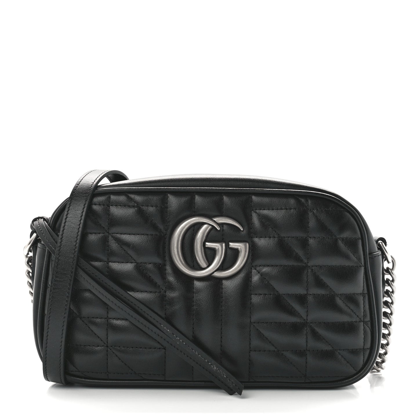 Calfskin Matelasse Aria Small GG Marmont Chain Shoulder Bag Black
