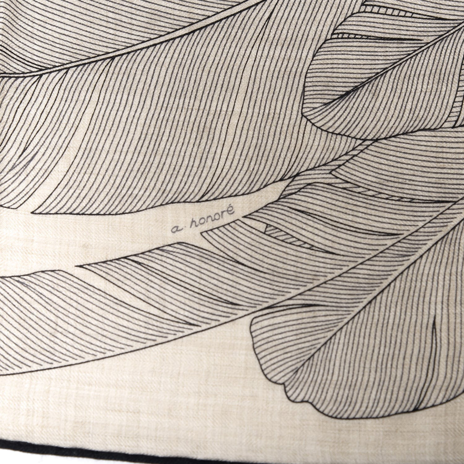 Hermes Cashmere Silk Plumes En Fete Shawl 140 Naturel Black 5 of 5
