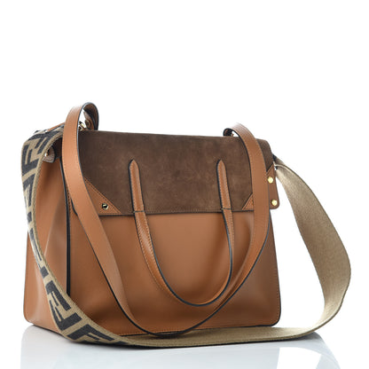 Fendi Vitello Grace Suede Flip Tote Nocciola Marrone 6 of 15