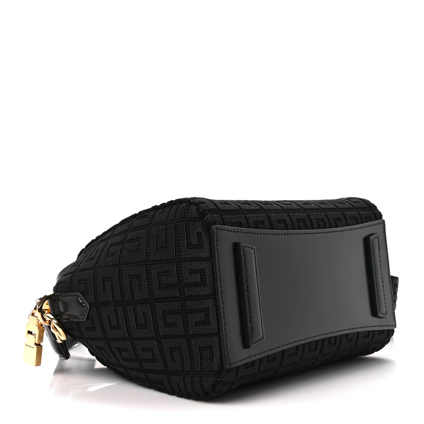 Canvas Jacquard Embroidered Calfskin 4G Mini Antigona Black
