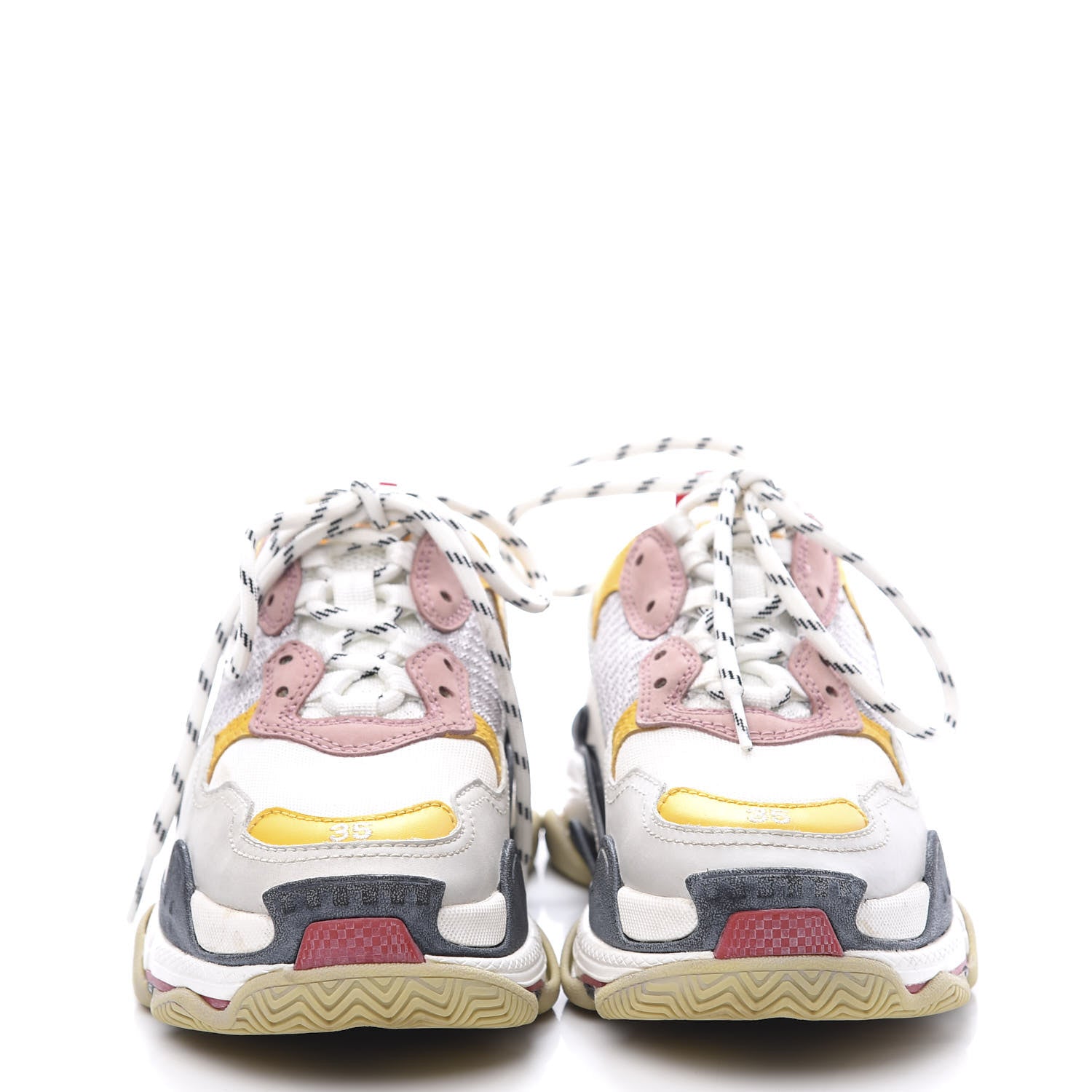 Balenciaga Mesh Nubuck Womens Triple S Sneakers 35 White Gris Jaune Rose 3 of 9