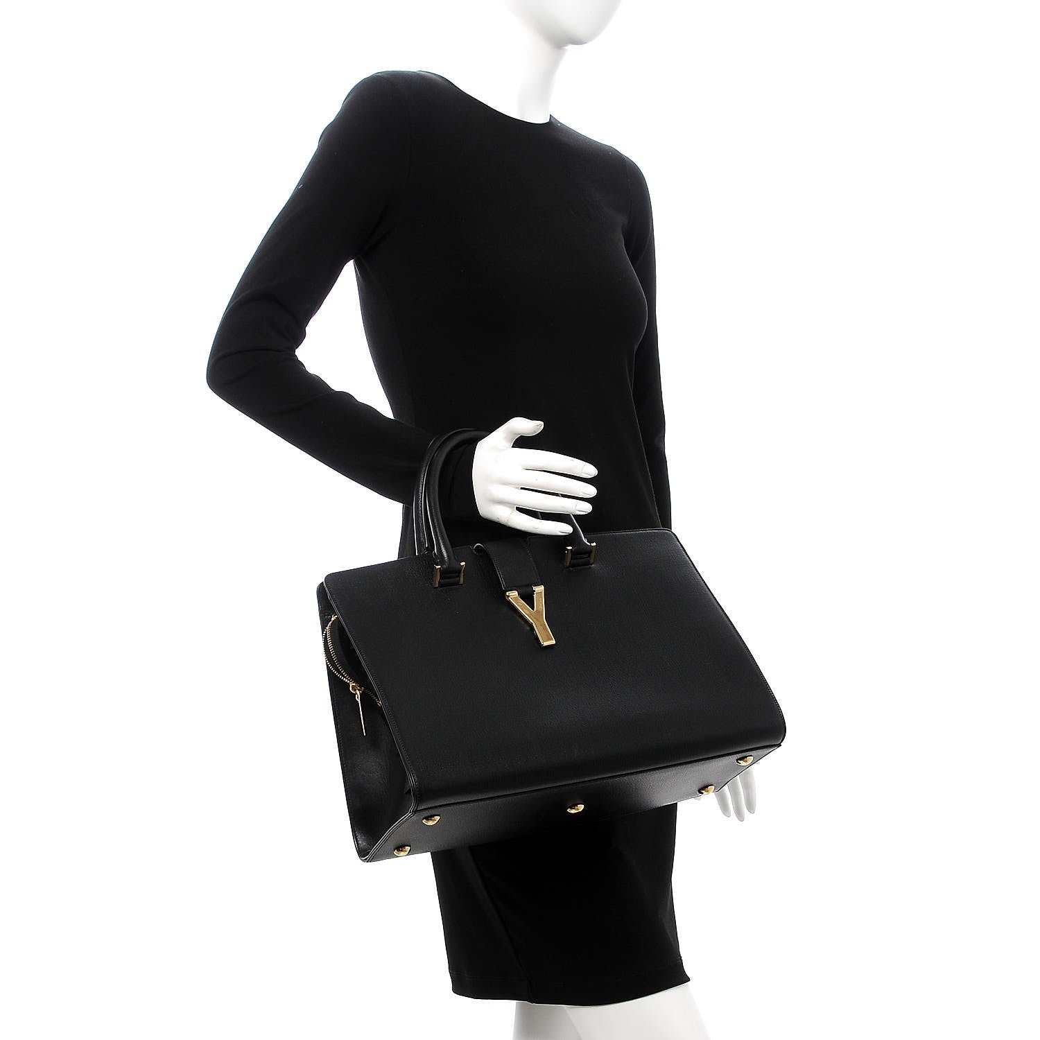 Saint Laurent Textured Calfskin Medium Classic Y Cabas Black 2 of 7