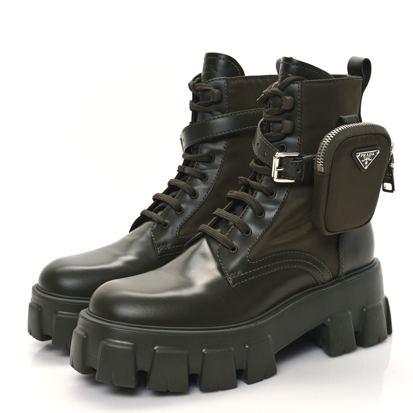 Spazzolato Rois Re-Nylon Metal Triangle Logo Monolith Pouch Pocket 55mm Boots 38.5 Militare