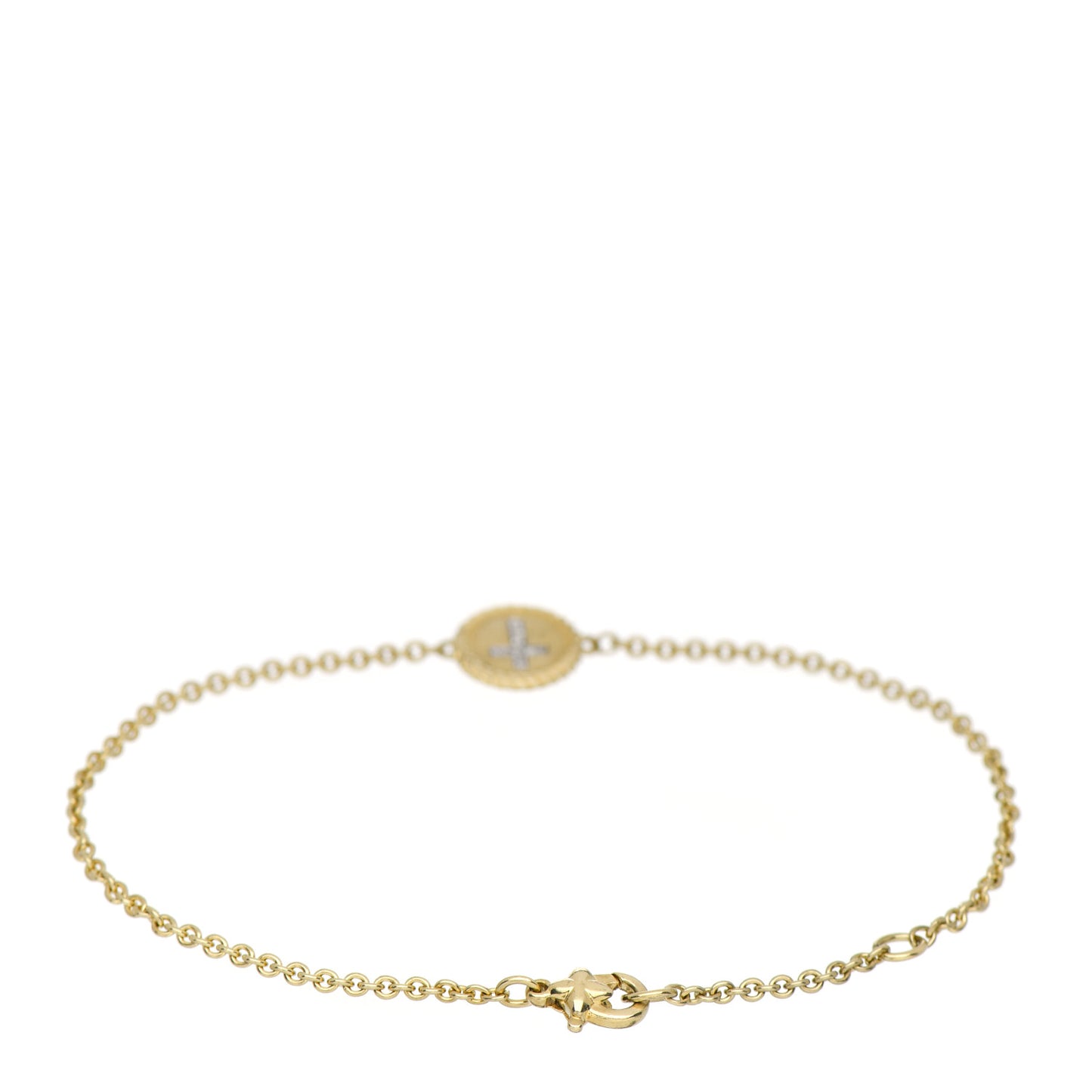 18K Yellow Gold Diamond Cable Collectibles Cross Bracelet