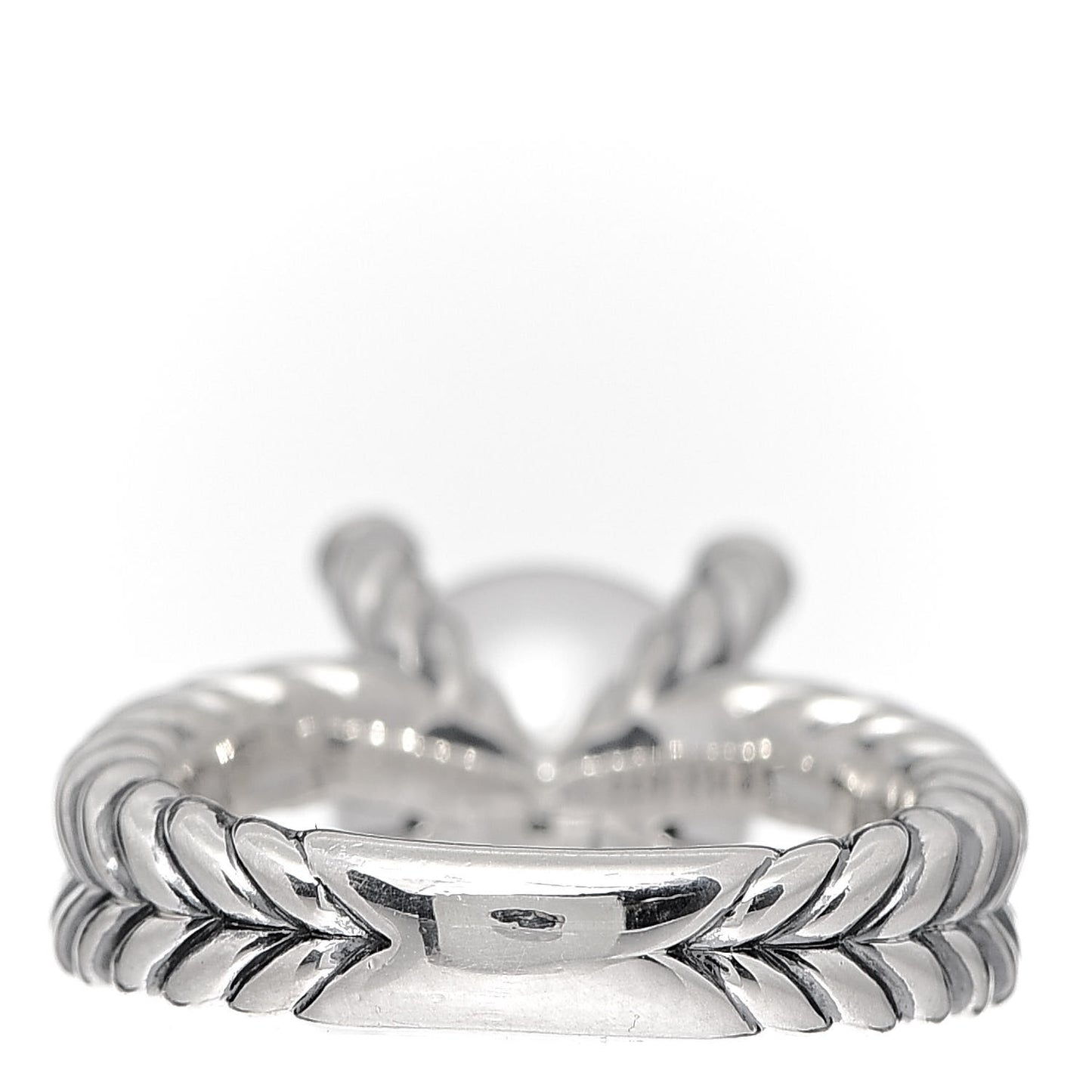 Sterling Silver Diamond Pearl 10mm Cable Ring 51 5.75