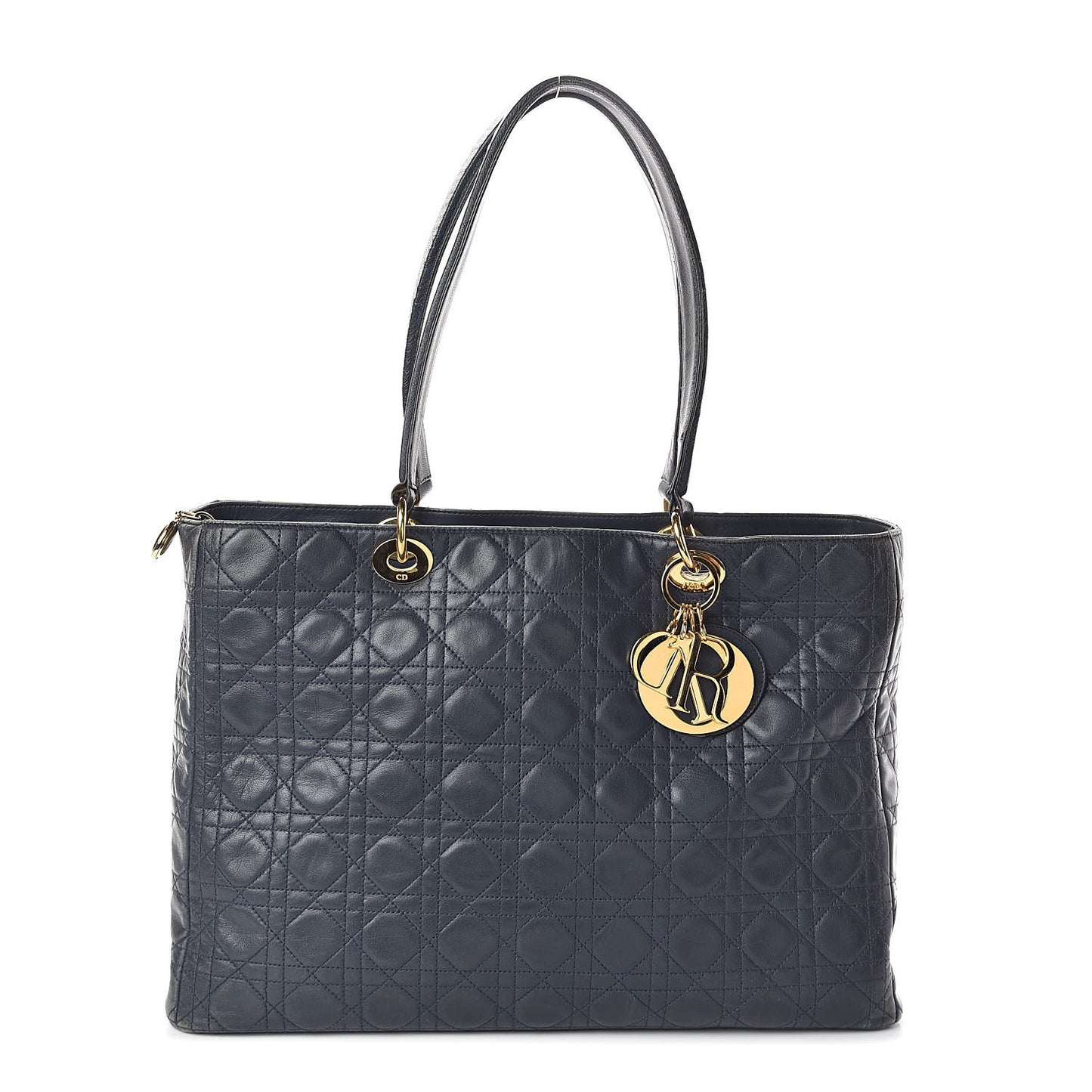 Lambskin Cannage Large Soft Lady Dior Shopping Tote Navy Blue
