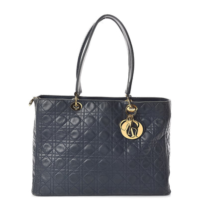 Christian Dior Lambskin Cannage Large Soft Lady Dior Shopping Tote Navy Blue 1 of 19