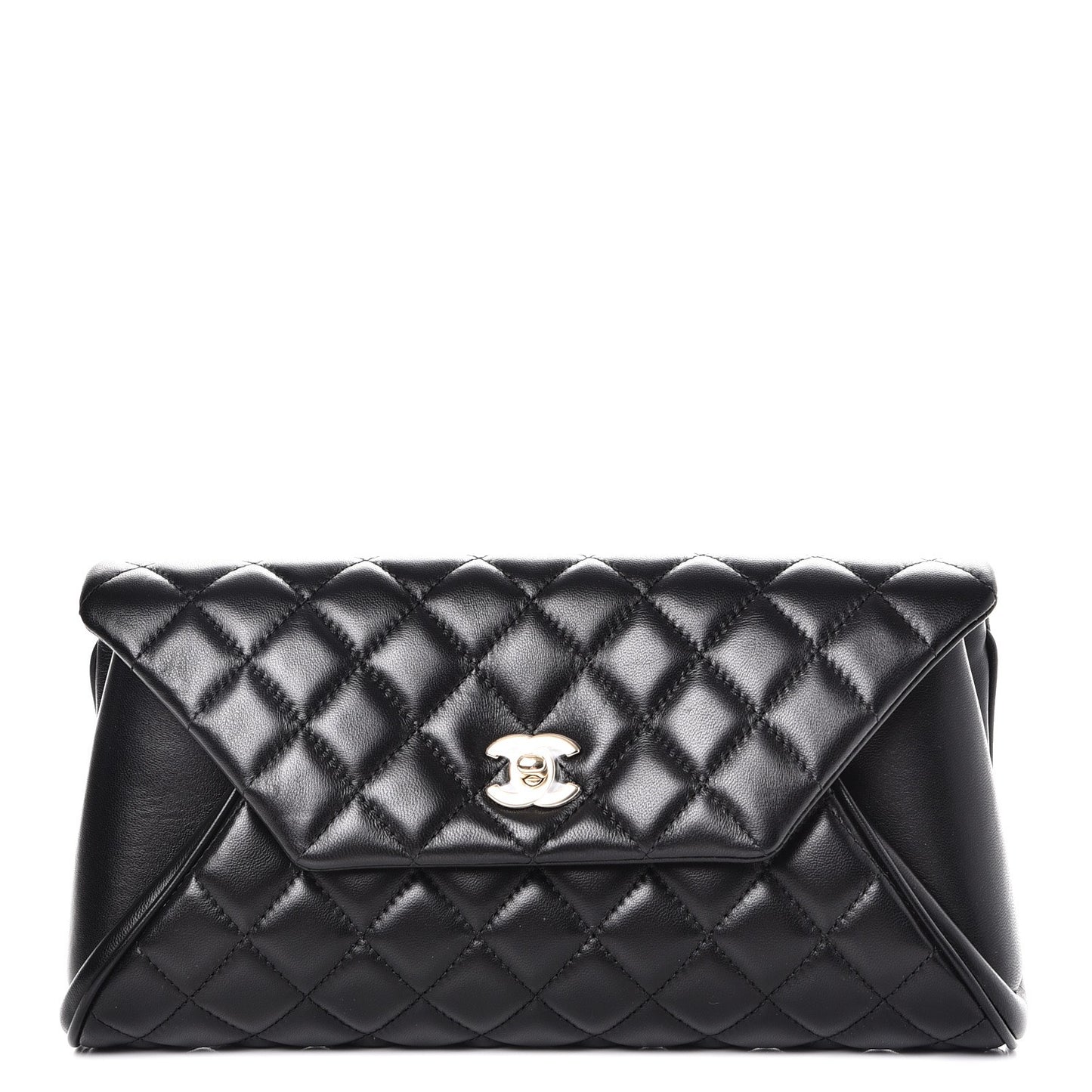 Lambskin Quilted Fold Up Again Clutch Black